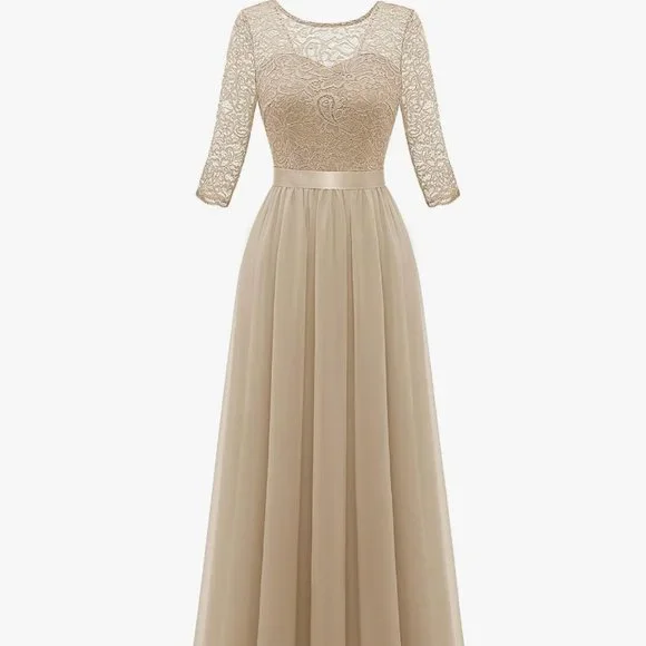 BeryLove | Dresses | Berylove Prom Elegant Long Sleeve Formal Vintage Cocktail  Dress Xl Champagne | Poshmark